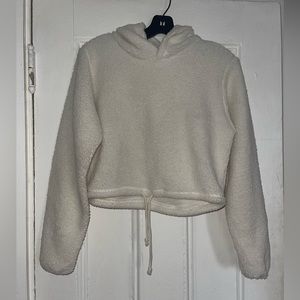 Target teddy cropped white tie hoodie